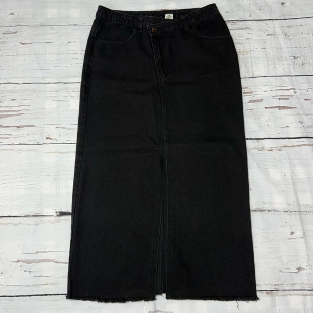 Happily Grey Elegant Black Jean Maxi Skirt – Size 7/27 - Picture 1 of 10